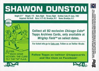 2013 Topps Archives Chicago Cubs Season Ticket Holder #CUBS-5 Shawon Dunston Back