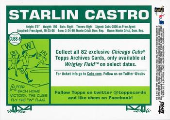 2013 Topps Archives Chicago Cubs Season Ticket Holder #CUBS-6 Starlin Castro Back