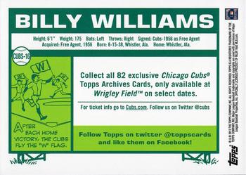 2013 Topps Archives Chicago Cubs Season Ticket Holder #CUBS-16 Billy Williams Back