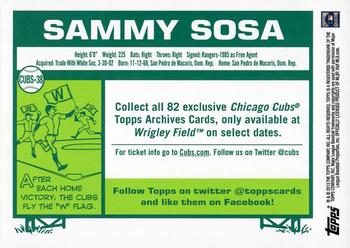 2013 Topps Archives Chicago Cubs Season Ticket Holder #CUBS-38 Sammy Sosa Back
