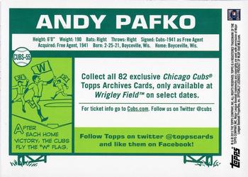 2013 Topps Archives Chicago Cubs Season Ticket Holder #CUBS-55 Andy Pafko Back