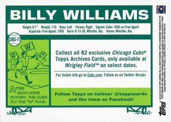 2013 Topps Archives Chicago Cubs Season Ticket Holder #CUBS-71 Billy Williams Back
