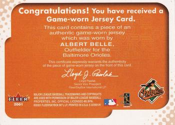 2001 Fleer E-X - Behind the Numbers Game Jersey #NNO Albert Belle Back