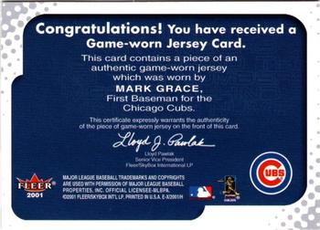 2001 Fleer E-X - Behind the Numbers Game Jersey #NNO Mark Grace Back