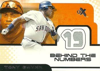2001 Fleer E-X - Behind the Numbers Game Jersey #NNO Tony Gwynn Front