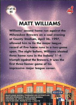 1998 Ultra - Big Shots #11BS Matt Williams Back
