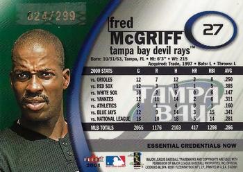 2001 Fleer E-X - Essential Credentials #27 Fred McGriff  Back