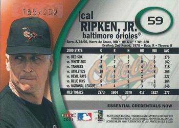 2001 Fleer E-X - Essential Credentials #59 Cal Ripken, Jr. Back