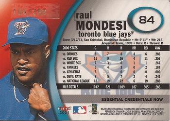 2001 Fleer E-X - Essential Credentials #84 Raul Mondesi  Back