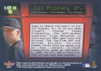 2001 Fleer E-X - E-Xtra Innings #5XI Cal Ripken Jr.  Back