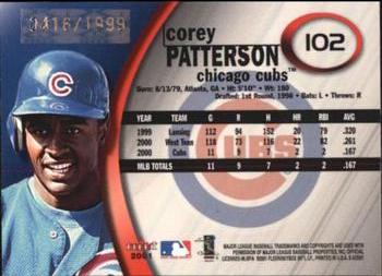 2001 Fleer E-X - Autographed Rookies/Prospects #102 Corey Patterson Back