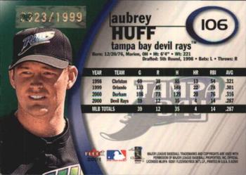 2001 Fleer E-X - Autographed Rookies/Prospects #106 Aubrey Huff Back