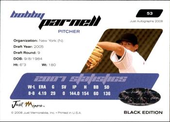 2008 Just Autographs - Black #53 Bobby Parnell Back