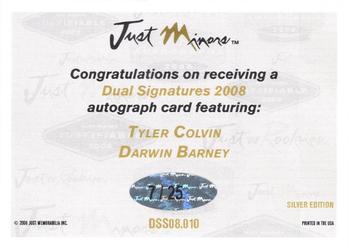 2008 Just Autographs - Dual Signatures Silver #DSS08.010 Tyler Colvin / Darwin Barney Back