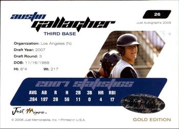 2008 Just Autographs - Gold #26 Austin Gallagher Back