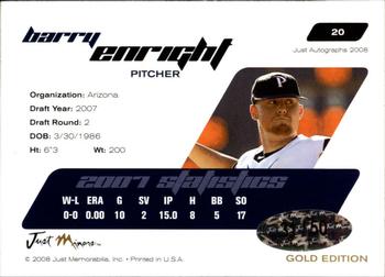 2008 Just Autographs - Signatures Gold #20 Barry Enright Back