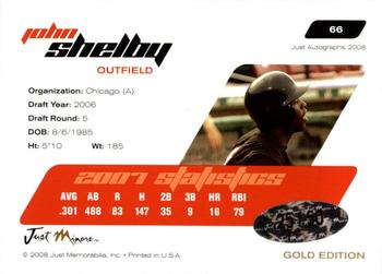 2008 Just Autographs - Signatures Gold #66 John Shelby Back