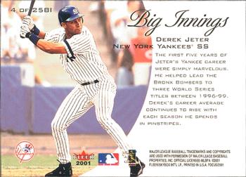 2001 Fleer Focus - Big Innings #4BI Derek Jeter  Back