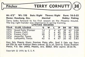 1976 Cramer Phoenix Giants #NNO Terry Cornutt Back