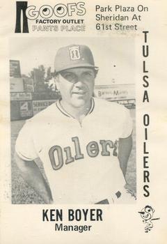 1976 Goof's Pants Tulsa Oilers #1 Ken Boyer Front