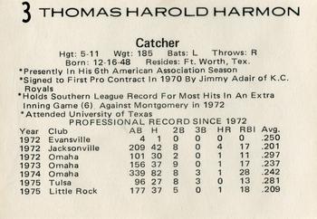 1976 Goof's Pants Tulsa Oilers #3 Tom Harmon Back