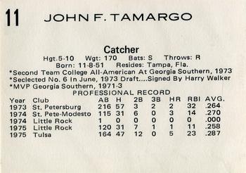 1976 Goof's Pants Tulsa Oilers #11 John Tamargo Back