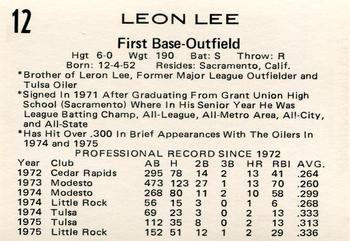 1976 Goof's Pants Tulsa Oilers #12 Leon Lee Back