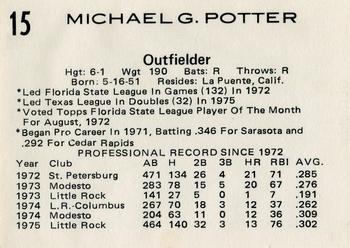 1976 Goof's Pants Tulsa Oilers #15 Mike Potter Back
