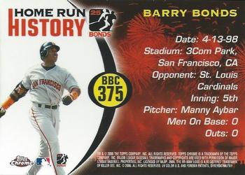 2006 Topps Chrome - Barry Bonds Home Run History #BBC375 Barry Bonds Back