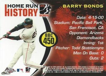 2006 Topps Chrome - Barry Bonds Home Run History #BBC450 Barry Bonds Back