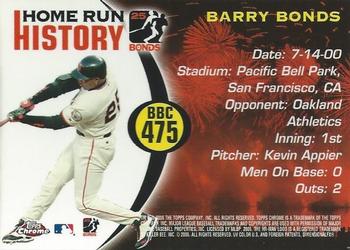 2006 Topps Chrome - Barry Bonds Home Run History #BBC475 Barry Bonds Back