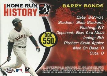 2006 Topps Chrome - Barry Bonds Home Run History #BBC 550 Barry Bonds Back
