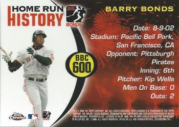 2006 Topps Chrome - Barry Bonds Home Run History #BBC600 Barry Bonds Back