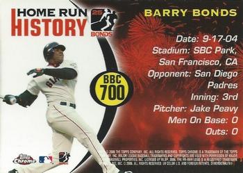 2006 Topps Chrome - Barry Bonds Home Run History #BBC 700 Barry Bonds Back