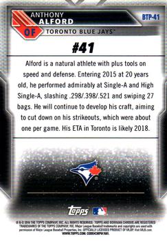 2016 Bowman - Bowman Scouts' Top 100 #BTP-41 Anthony Alford Back
