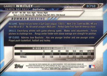 2016 Bowman - Chrome Prospects #BCP68 Garrett Whitley Back