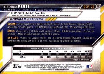 2016 Bowman - Chrome Prospects #BCP128 Fernando Perez Back