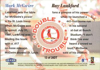 1998 Ultra - Double Trouble #13DT Mark McGwire / Ray Lankford Back
