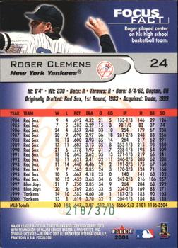 2001 Fleer Focus - Green #24 Roger Clemens Back