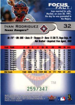2001 Fleer Focus - Green #32 Ivan Rodriguez Back