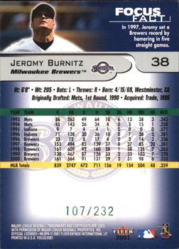2001 Fleer Focus - Green #38 Jeromy Burnitz Back