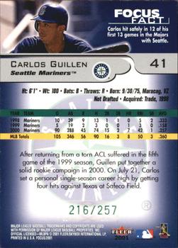 2001 Fleer Focus - Green #41 Carlos Guillen Back