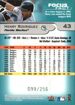 2001 Fleer Focus - Green #43 Henry Rodriguez Back