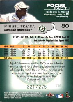 2001 Fleer Focus - Green #80 Miguel Tejada Back