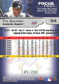 2001 Fleer Focus - Green #94 Tim Salmon Back