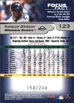 2001 Fleer Focus - Green #123 Marquis Grissom Back