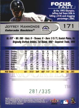 2001 Fleer Focus - Green #171 Jeffrey Hammonds Back
