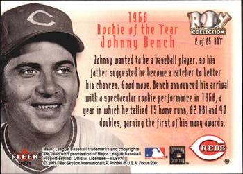 2001 Fleer Focus - ROY Collection #2 ROY Johnny Bench  Back