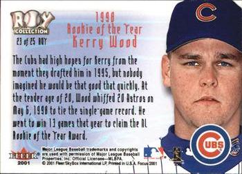2001 Fleer Focus - ROY Collection #23 ROY Kerry Wood  Back