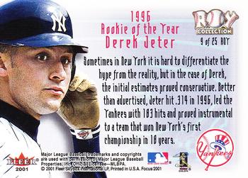 2001 Fleer Focus - ROY Collection #9 ROY Derek Jeter  Back